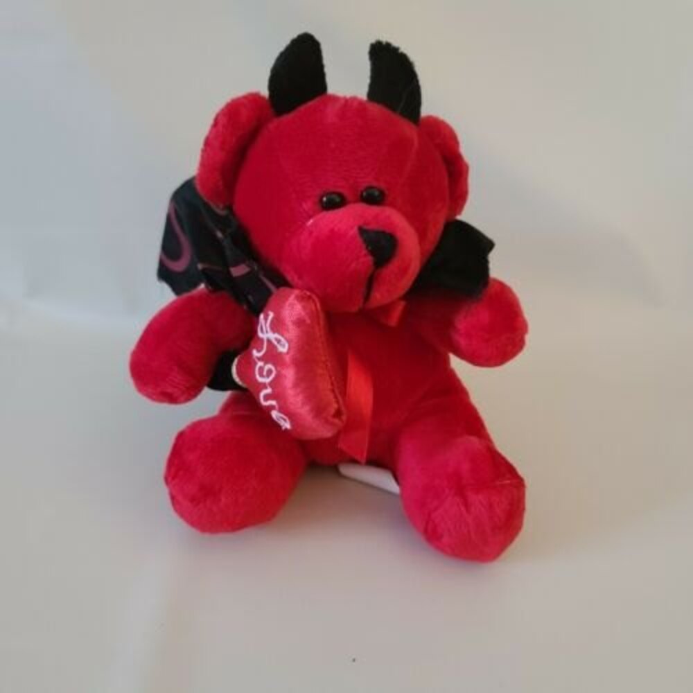 Toy Stuffed Plush Red Devil Cape Heart Tail Bear Love